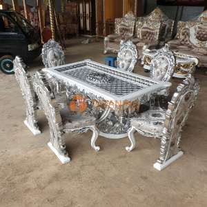 KURSI MAKAN EROPA KAYU JATI FINISHING MEJA UKIR MEWAH ANTIK KLASIK DEKORASI RUANG INTERIOR MURAH TATANING FURNITURES JEPARA