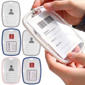 Clear Card Cover Universal Acrylic ID Card Holder Dual-Use Name Card Holder Photocard Protective Shell for Travel Office School