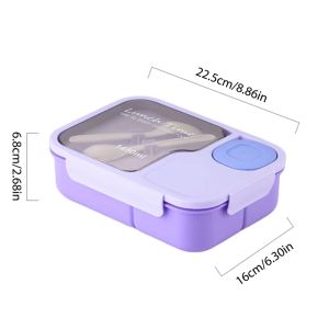 Bento Lunch Box Kids Lunch Box Microwaveable Bento Box with Tableware Kawaii Heated 3 Grid Sandwich Snack Food Box Food Storage