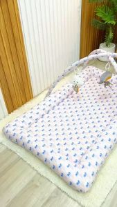 Idawin ที่นอนเด็ก เพลยิมโมบูชน 2 In 1 รูปแบบ ผ้า Cotton USA มีโมบูชน 3 ตัว