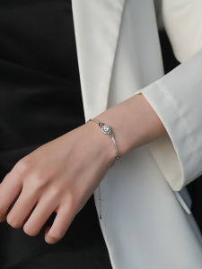 18K White Gold Diamond Bracelet Womens Pure Silver New 2025 Elegant Full Diamond round Wrap Jewelry Birthday Gift