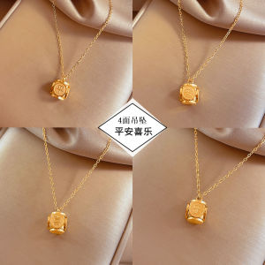 Ti Steel Pendant Necklace Womens Fashion Jewelry Lucky Charm Festival Style Cross Chain Fresh out Titanium Steel Personalized Accessory