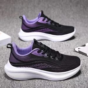 Breathable Lace-up Running Shoes for Women Air Cushion Athletic Sneakers Lightweight Air Mesh Outdoor Sports Training Shoes