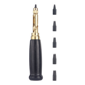 DIY Manual Leather Hole Punch Set Rotary Puncher Adjustable Screw Punch Tool Screw Drill Tip Die for Leatherworking & Crafts