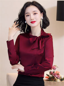 Fashionable Womens Long Sleeve Shirt Spring Autumn 2025 New Korean Style Inner Wear Base Shirt Slimming Ultra Fairylike Chiffon Top