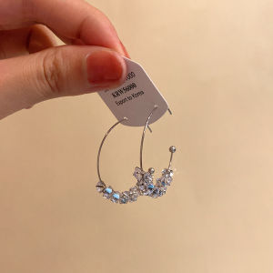 Flash Diamond Zircon C-Shaped Large Earrings Luxury Sensation Ear Studs And Hanging Earrings Elegant Versatile Ear Jewelry