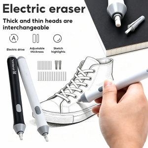 BZAJGEJGESG Refillable Electric Eraser School Pencil Eraser with Rubber Refills Battery Electronic Eraser Student Stationery Supplies