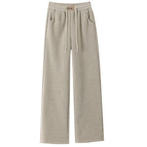 Womens Slim Wide Leg Pants High Waist Straight Cut Thickened Fleece Casual Trousers Autumn Winter Fashion plus Size Pants