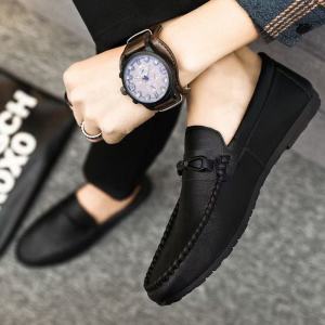 Korean Black Office Formal Leather Shoes For Men Breathable Loafer Shoes for Men Lazy Doudou Shoes For Men Size 39-44