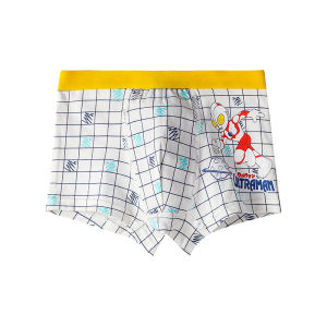 Miiow | Childrens Cotton Underwear Boys Boxer Shorts Ultraman Cartoon Print Breathable Moisture Wicking Antibacterial Summer Shorts
