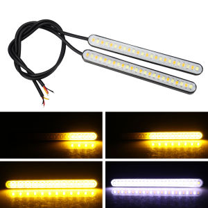 KEVANLY | 2Pcs Motorcycle Light Bar Strip 24 SMD LED Rear Tail Brake Stop Lamp License Plate Lights Flowing Turn Signal Indicators Amber