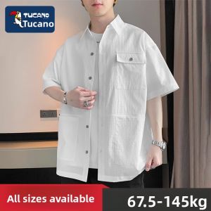 TUCANO Large Size American Workwear Shirt Short Sleeve Casual Style Spring Summer Fashion Outerwear for Young Men
