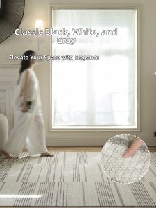 Minimalist Black and White Striped Wool-blend Carpet