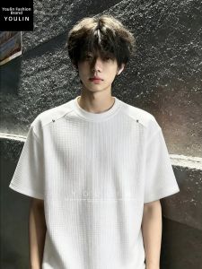 YOULIN | American Embroidery Waffle Weave T-shirt