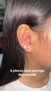 New 3 Pairs Classic Zirconia Stud Earrings For Women Stainless Steel Cartilage Tragus Lobe Earring Piercing Jewelry Gifts Stainless Steel Versatile Womens Jewelry Fashion Versatile Minimalist Golden Earrings