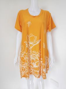 Plus Size Terno Short w/ Slit Dress 2XL/3XL Cotton Spandex Printed Homedress