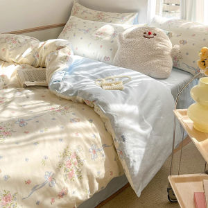 Pure Cotton Floral Bedding Set Dormitory Single Bed Three-Piece Quilt Cover Style Style All Seasons Universal