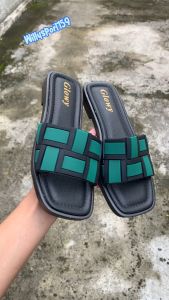 Sandal Selop Wanita Jelly Kekinian Motif Kotak Trendi Empuk Anti Slip Fashion Remaja