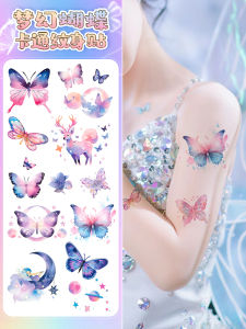 Waterproof Long-lasting Butterfly Cartoon Tattoo Stickers for Women Cute Pattern One-time Use Flash Powder Shiny Design