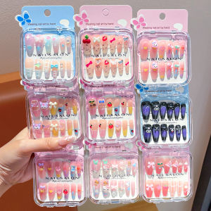 CHUBEISHI | Cute and Stylish Long Wearable Nails for Girls Adhesive Nail Art