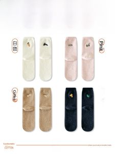 JINGCHI | Thickened Mid-calf Womens Socks with Animal Embroidery Australian Fleece Winter Warm Floor Socks Breathable Sleep Socks