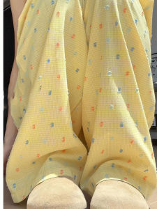 Quần Ống Rộng Họa Tiết Chấm Bi Lụa Băng Rộng Rãi Cho Nữ Mùa Hè Mỏng Thon Gọn Quần Dài Ống Rộng Đa Năng Quần Dài Thường Ngày