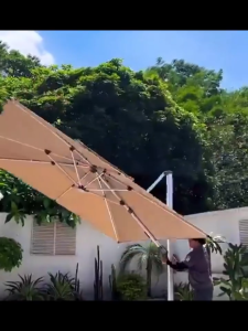 Outdoor Roman Umbrella Typhoon-Resistant Heavy-Duty 1600D 2.5x2.5M Khaki Square Umbrella with Wrench For Garden Parasol