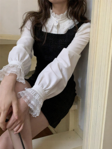 NIHAOKANONG | Áo Blouse Voan Ruffle Dành Cho Phụ Nữ Kiểu Dáng Thoáng Mát Elegance
