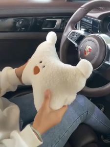 【MLADEN】Car Cushion Lumbar Plush Bear Seat Headrest Support Pillow Office Support Pillow Car Cute Backrest Interior Pillow Cervical Support