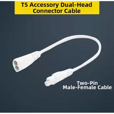 LED Light Tube Connector T8 T5 Dual Plug Turn Corner Extension Cable