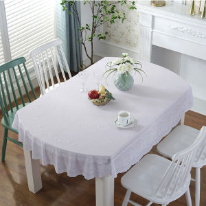 Oval Tablecloth PVC Waterproof and Oilproof and Heatproof Disposable European Style Plastic Tea Table Foldable Dining Table Fabric Soft Glass