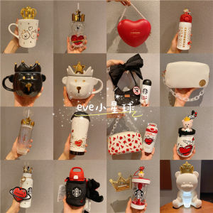 Starbuck Official Store Starbuck 2021 Valentines Day Crown Diamond Bear Love Rainbow Couple Glass Insulation Straw Cup Starbuck Tumbler Starbuck Mug