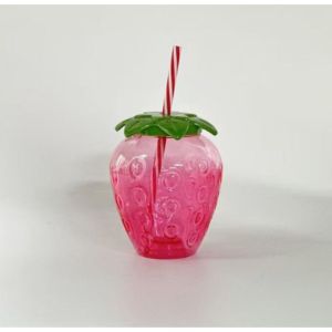 Cute Strawberry Shaped Straw Cup With Pendant Novelty Fruit Design Drinkware For Daily Beverage Use And Lovely Gift Giving