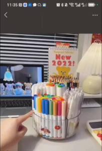 Large Capacity 360° Rotating Pen Holder Desk Organizer for Office School Supplies Clear Plastic Pencil Cup