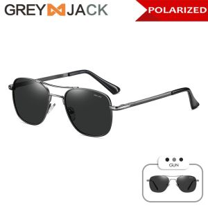 Grey Jack Kacamata Hitam Sunglasses Polarized Anti UV 400 Protection/Anti Silau Style Kotak Keren Trendy Metal Terbaru Fashion Pria 705