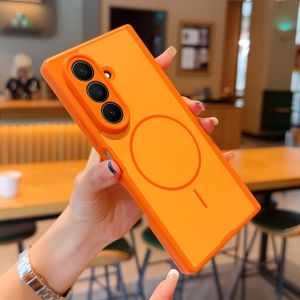 Solid Color Magnetic Full Hinge Phone Case For Samsung Galaxy Z Fold8 Ultra Fold7 Fold6 Fold5 TriFold Shockproof Shell Cover