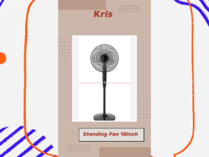 Kris 16inch Standing Fan Black Kipas Angin Berdiri Warna Hitam Dengan Timer 50watt Watt Rendah Krisbow