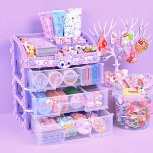 (Hadiah Gratis)Babycolor 856Pcs DIY Gantungan Kunci Akrilik Set Guka Gooka Mainan Anak-anak Mainan DIY Kreasi Gratis DIY Stiker Lem Krim Model Kreatif Merangsang