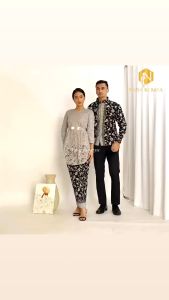 Couple Kebaya Modern / Set Kebaya Brukat dan Kemeja Batik Lengan Panjang & Pendek / Kebaya Pasangan Untuk Kondangan Tunangan Akad Nikah Seragaman Keluarga Terlaris (Couple Qinara) Nusa Kebaya Modern