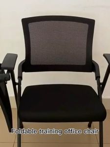 Folding Chair with Writing Board Office Meeting Training Chair Mesh Padded Ergonomic Chair with Comfortable Backrest Sponge Cushion Foldable Meeting Desk Chair Integration Study Chairs