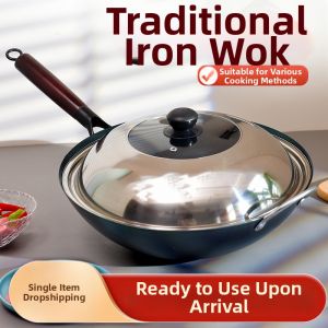 Non-stick Unglazed Round Bottom Iron Wok