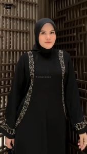ABAYA HITAM LEBARAN 2025 / MOTIF SIMPEL GAMIS HITAM BORDIR / GAMIS HITAM VIRAL