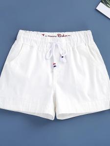 White Shorts Womens Summer Outwear Thin Slimming Plus Size Elastic Athleisure Loose Elastic Pure Cotton Wide Leg Shorts