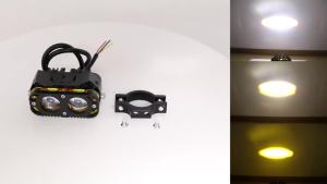 1 Đèn LED Xe Máy Ống Kính Spotlight 12/24V Hai Màu Trắng Vàng Đèn Nhấp Nháy Bên Ngoài Phụ Trợ Đèn Sương Mù Với Đèn Đỏ