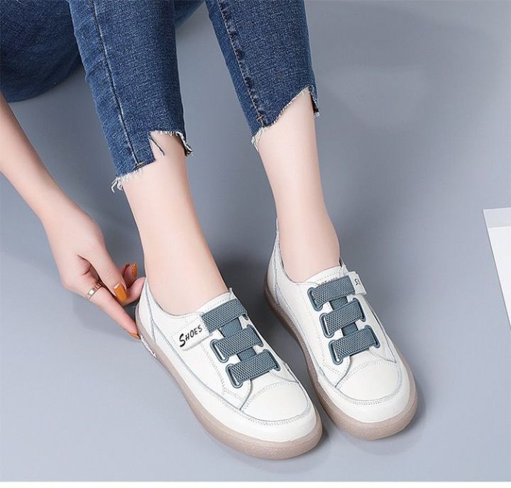 Leather White Shoes Tendon Sole Shoes Female 2023 New Casual Soft