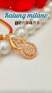 Nice Jewelry Kalung Xuping Kalung Dewasa Milano Kaca Daun Permata Perhiasan Lapis Emas KL 006