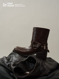 Oil Wax Leather Vintage Work Boots Square Toe