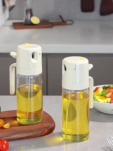 SG Local inventory 550ML New Oil Bottle Spray/Pour Leak-Proof Oil Glass Spray Kitchen Soy Sauce Vinegar Seasoning Bottle