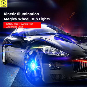 AUDI 4pcs Kinetic Illumination Maglev Suspension Wheel Hub Lights - Powered by Motion No Charging Needed Battery-Free Waterproof Suspended Emblem Logo Luminous Center Caps