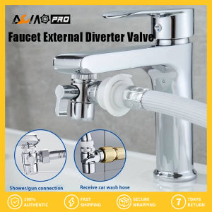 AumoPro 1/2" Polished Chrome Brass Sink Valve Diverter Faucet Splitter for Kitchen Handheld Showerhead or Bathroom Sink Faucet Replacement Part Faucet To Hose Adapter Splitter Part M22 X M24